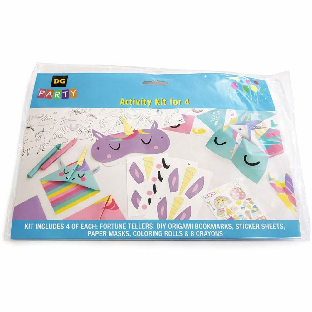 Kids Unicorn Craft Activity Kit 4 Count Masks Origami Bookmarks Stickers Crayon